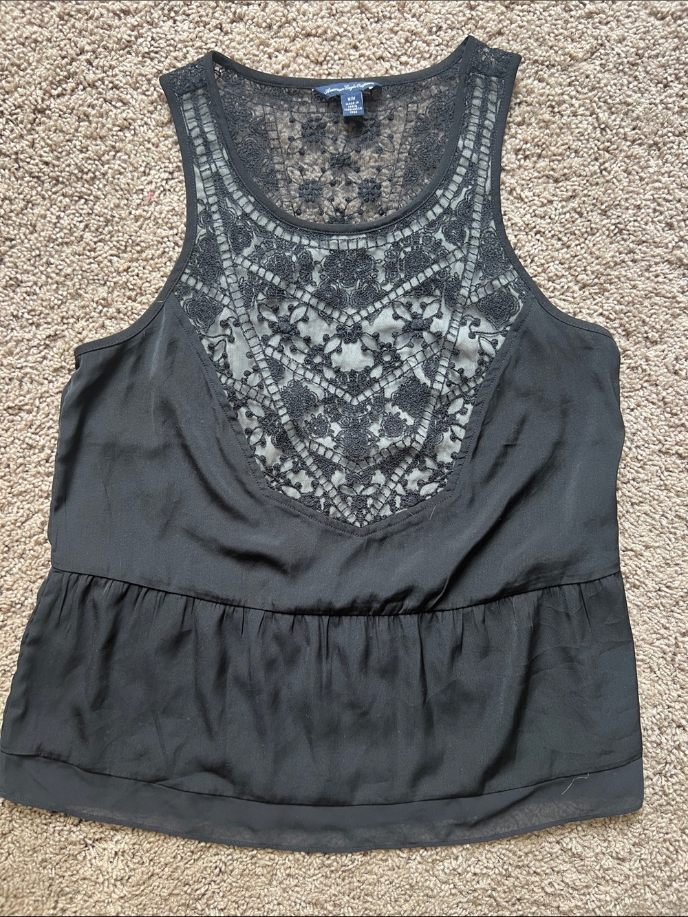 American Eagle Wonen’s Black Lace  Sleeveless Blouse Suze Medium